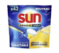 Sun Pastilles Lave-Vaisselle Absolu Tout-en-1 Dégraissant - 42 capsules - tablettes imbattables sur les taches tenaces - 2x plus efficace