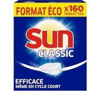 Sun - Pastilles lave-vaisselle Classic - Efficace cycles courts & basse température - 160 tablettes
