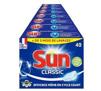 SUN - pastilles lave-vaisselle Classic - 280 tablettes - efficace même en cycle court - + de 3 mois de lavages - fabriqué en France (lot prOMO de 7x40)