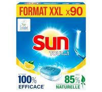 SUN - Pastilles Lave-Vaisselle Tout en 1 - 90 capsules - Citron - 85% d'ingrédients d'origine naturelle - Ecolabel - Made In France