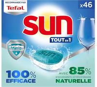 SUN - pastilles lave-vaisselle Tout en 1 Hygiène - 46 tablettes - avec 85% d'ingrédients d'origine naturelle - 100% efficace sur + de 99 taches