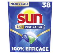 Sun - Pro Expert - Pastilles Lave Vaisselle - Action 4 en 1 - Regular - Elimine 100% des taches brûlées de +72h - dégraissent en Profondeur - 38 Capsules