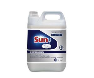 Sun Professional 7508548 Liquide de rinçage acide pour lave-vaisselle avec eau dure, vaisselle radieuse et brillante, 5 l