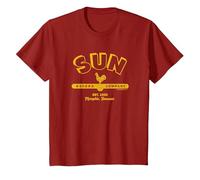 Sun Records Simple Sun Logo T-Shirt, Enfant, Canneberge, 10 Ans