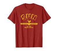 Sun Records Simple Sun Logo T-Shirt, Homme, Canneberge, L