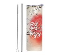 Sun Reflection Tasse de voyage en acier inoxydable avec paille droite Idéal pour les voyages et le fitness 591 ml