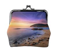 Sun Rise on The Beach Imprimer Petit Porte-Monnaie Kiss-Lock Pochette en Cuir Changer Portefeuille Cadeaux pour Hommes Femmes