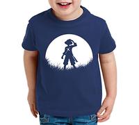 Sun Rise Ruffy Zoro One Manga T-Shirt Luffy pour Enfants Anime Piece, Kinder T-Shirt Größe:134-146 (9-11 Ans), Kinder Farben:Bleu foncé