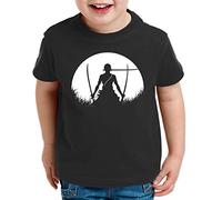 Sun Rise Zoro One Manga T-Shirt Luffy pour Enfants Anime Piece, Kinder T-Shirt Größe:122-128 (7-8 Ans), Kinder Farben:Noir