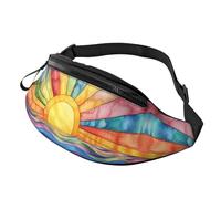 Sun Sac à bandoulière tendance imprimé à la lumière noire Sac banane unisexe réactif à la lumière noire arc-en-ciel Taille réglable Minimalistes - Alternative compacte aux sacs à dos encombrants 14 x