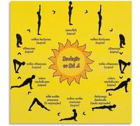 Sun Salutation Flow Meditation Poster - Yoga Practice Wall Chart, Canvas Art Print for Home Gym, Yoga Studio or Mindfulness Space Decor(Framed,16x24inch(40x60cm))