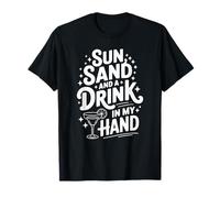 Sun Sand and a Drink in My Hand Retro Wave T-Shirt