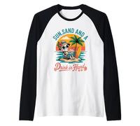 Sun Sand and A Drink in My Hand Squelette Summer Casual Wear Manche Raglan