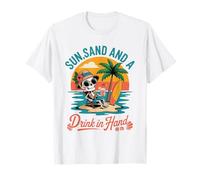 Sun Sand and A Drink in My Hand Squelette Summer Casual Wear T-Shirt