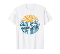 Sun Sand Drink In My Hand Vintage Sunset Jolies Beach Vacation T-Shirt