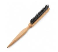 Sun&Sia EDGE BRUSH - Brosse de Précision Cheveux & Barbe en Poils de Sanglier Naturels - Baby Hair, Slick Back, Coiffure Plaquée, Barbe & Contours - Manche Bois FSC