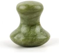 Sun & Sia - Masseur Visage Champi Gua Sha en Pierre Naturelle de Jade Vert - Idéal pour Rafraîchir le Teint, Traiter les Poches et Cernes, Stimuler la Circulation - Peau plus Ferme et Élastique