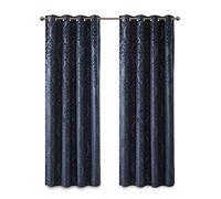 Sun Smart Mirage Rideau Simple en Tricot Jacquard damassé avec œillets sur Le Dessus, 127 x 213,4 cm, Bleu Marine