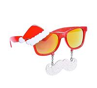 Sun-Staches Lunettes de soleil Père Noël avec moustache | Accessoire de costume de vacances | UV 400 | Taille unique rouge, blanc