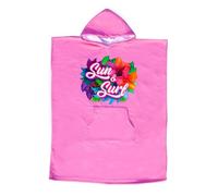 SUN & SURF Poncho pour adulte rose avec capuche, sans manches et poche frontale 90 x 220 cm - Design surfer, idéal pour sports nautiques, surf, plage et piscine, microfibre à séchage rapide et grand