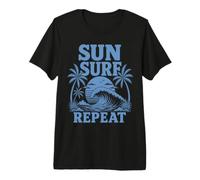 Sun Surf Repeat Tropical Beach Wave Sunset Coastal Vibes T-Shirt Haut de Gamme