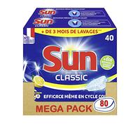 Sun Tablettes Lave-Vaisselle Classic Citron 80 Lavages (Lot de 2x40 Lavages)