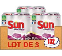 SUN Tablettes Lave-Vaisselle Extra Power X132, Hygiène renforcée, Efficace sans pré-rinçage, Fabriqué en France, 132 lavages (Lot de 3 x 44 Lavages)