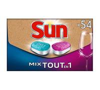 Sun Tablettes Lave-Vaisselle Mix Expert Tout-En-1, Format Pratique pour la Boîte aux Lettres, Fabriqué en France, 54 Lavages (Lot de 27 Tablettes Sun Expert et 27 Tablettes Sun Tout-En-1)