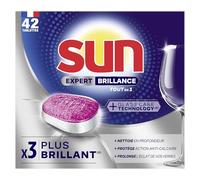 Sun - Tablettes Lave-Vaisselle Tout-en-1 Expert Brillance - 3 x Plus Brillantes que Tablettes Sun Classique, Avec Agents de Brillance et Anticalcaire - Utilisation Simple - 42 Pastilles Lave-Vaisselle