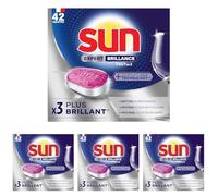 Sun - Tablettes Lave-Vaisselle Tout-en-1 Expert Brillance - 3 x Plus Brillantes que Tablettes Sun Classique, Avec Agents de Brillance et Anticalcaire - Utilisation Simple - 42 Pastilles Lave-Vaisselle