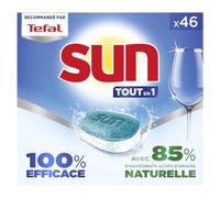 Sun - Tablettes Lave-Vaisselle Tout en 1, Regular, 46 Tablettes | Nettoyage efficace sur 99 taches, formule tout en 1 avec sel et rinçage, compatible cycles courts