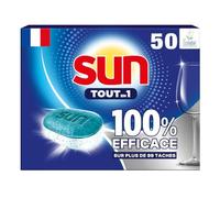 SUN Tablettes Lave-Vaisselle Tout-en-1 Regular - Éliminent + de 99 Taches du Quotidien sans Prérinçage - 80% d'Ingrédients d'Origine Naturelle - Utilisation Simple - 50 Pastilles Lave-Vaisselle
