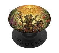 Sun Tarot Card Fantasy Imp and Goat PopSockets PopGrip Adhésif