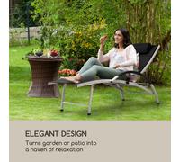 Sun Valley Chaise longue de jardin pliante avec coussin - noir