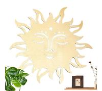 Sun Wall Art - Moon Face Decor, Wooden Wall Sculpture, Multipurpose Rustic Hollow Out Ornament | Artistic Home Decoration Enhancing Interior Exterior Spaces with Celestial Charm for Bedroom Balcony