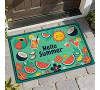 Sun Welcome Paillasson d'été tropical pastèque cocktail d'été vert lavable profil bas sous paillasson décoration extérieure pour porte d'entrée, terrasse, 73,6 x 43,2 cm