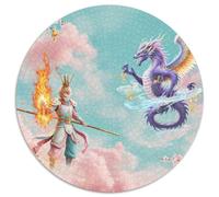 Sun Wukong 1000 Pièces Puzzle, Adulte & Enfant, Jeu d'Intelligence, Mythology, Puzzle Rond, Classique Bricolage, Cadeau Unique (67.5x67.5cm)