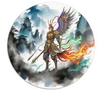 Sun Wukong 1000 Pièces Puzzle, Adulte & Enfant, Jeu d'Intelligence, Mythology, Puzzle Rond, Moderne Bricolage, Déco Enfant, Cadeau (67.5x67.5cm)
