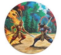 Sun Wukong 1000 Pièces Puzzle, Adulte & Enfant, Jeu d'Intelligence, Mythology, Puzzle Rond, Moderne DIY, Déco Enfant, Cadeau (67.5x67.5cm)