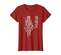 Sun Wukong Singe King Lettres Chinoises T-Shirt, Femme, Canneberge, S