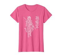 Sun Wukong Singe King Lettres Chinoises T-Shirt, Femme, Rose chiné, XXL