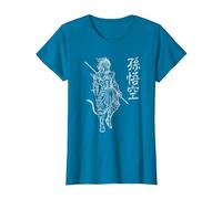 Sun Wukong Singe King Lettres Chinoises T-Shirt, Femme, Saphir, 3XL