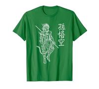 Sun Wukong Singe King Lettres Chinoises T-Shirt, Homme, Vert Kelly, XXL
