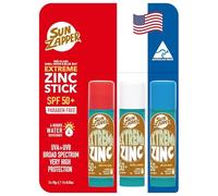 Sun Zapper Extreme Zinc Oxide Sunscreen Stick - SPF 50+ Water Resistant - Lot de 3 (rouge, blanc, bleu) - Pour le visage - Fabriqué en Australie