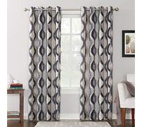 Sun Zero Burbank 53437 Panneau de Rideau à œillets avec imprimé géométrique Ogee et écoénergétique, 137,2 x 241,3 cm, Gris