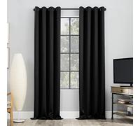 Sun Zero Nordic 2-Pack Theater Grade Noise Reducing Extreme 100% Blackout Grommet Curtain Panel Pair, 52" x 54, Black