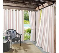 Sun Zero Valencia Lot de 2 Rideaux à œillets à Rayures Cabana pour intérieur/extérieur, Protection UV, économe en énergie