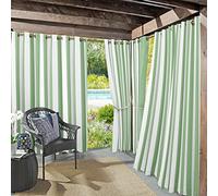 Sun Zero Valencia Lot de 2 Rideaux à œillets à Rayures Cabana pour intérieur/extérieur, Protection UV, économe en énergie, 137,2 x 274,3 cm, Vert Spa