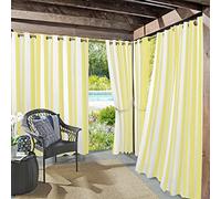 Sun Zero Valencia Lot de 2 Rideaux à œillets à Rayures Cabana pour intérieur/extérieur, Protection UV, économe en énergie,137,2 x 274,3 cm, Jaune
