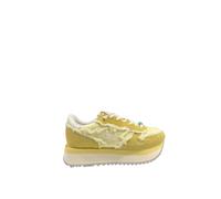 Sun68 - Baskets montantes à franges en toile - Femme - Chaussures - Jaune - Taille: 41 EU